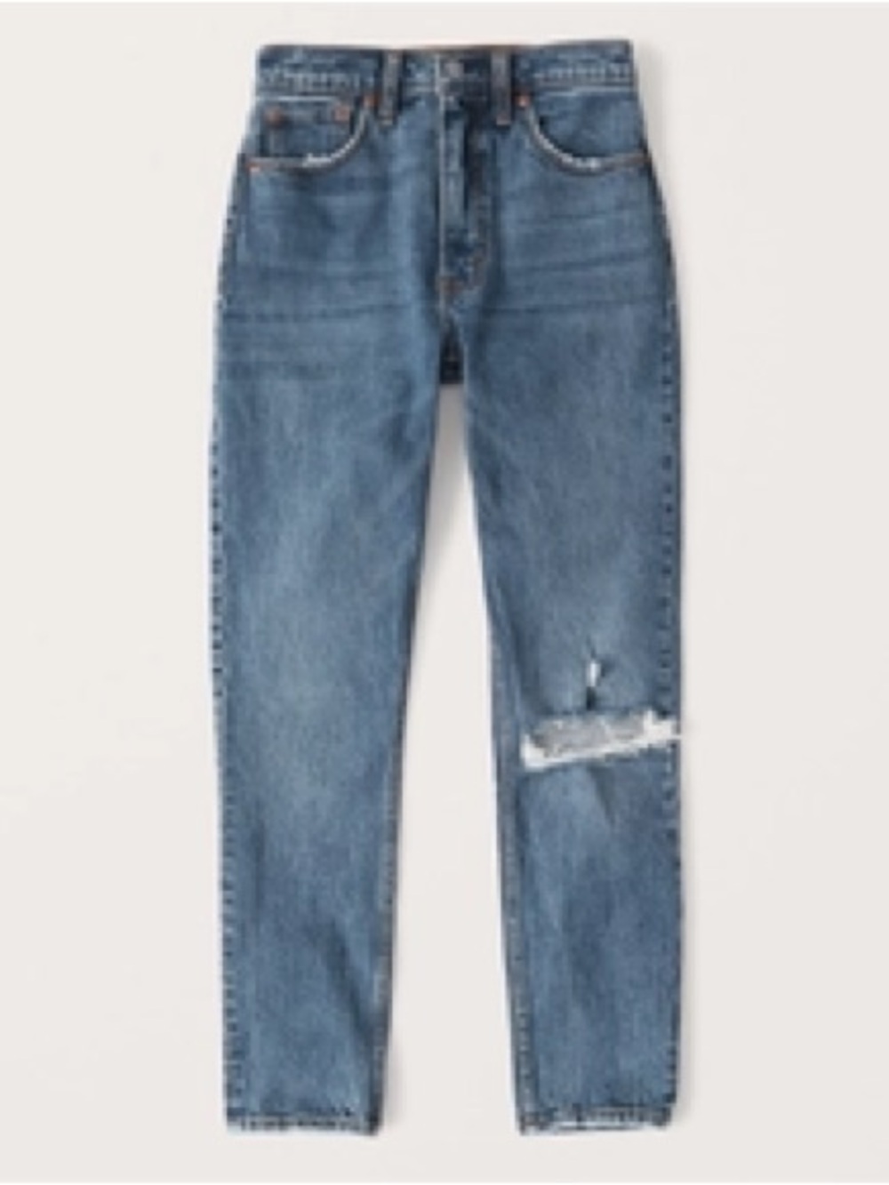 Abercrombie & Fitch Straight-Leg Distressed Jeans in Blue